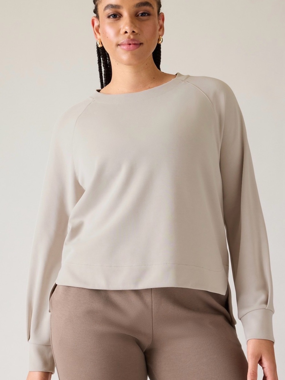 Athleta Seasoft Tencel Crewneck in Abalone Grey XS